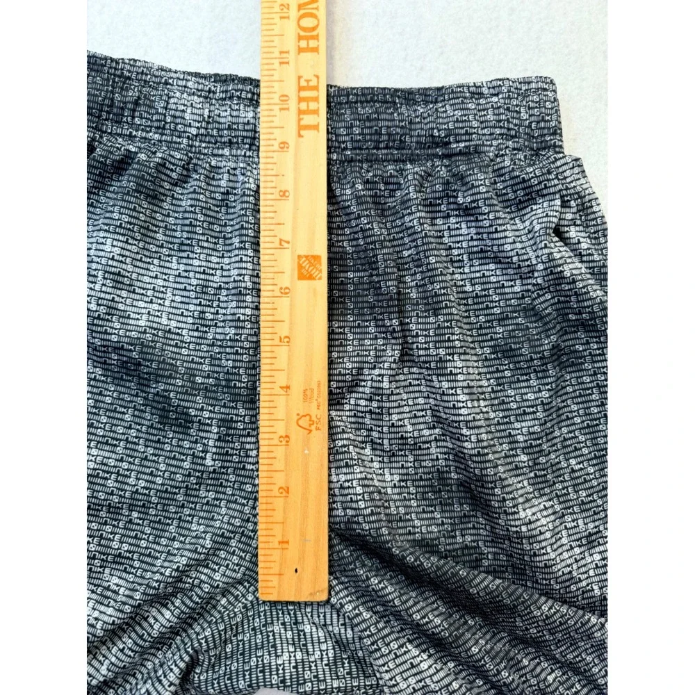 Nike Mens Monogram Logo Athletic Shorts Black Grey White Elastic Waist Size XL